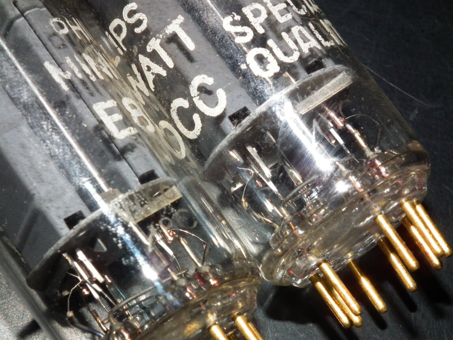 Philips E80CC 6085 Matched pair (Rare FOIL D Getter, PINCHED WAIST!) Tested NOS