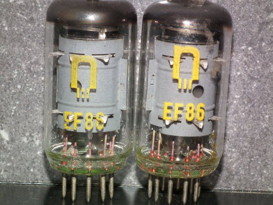 Platinum matched pair EF86 6267 RFT East Germany Low Noise Audio USED Tested 100