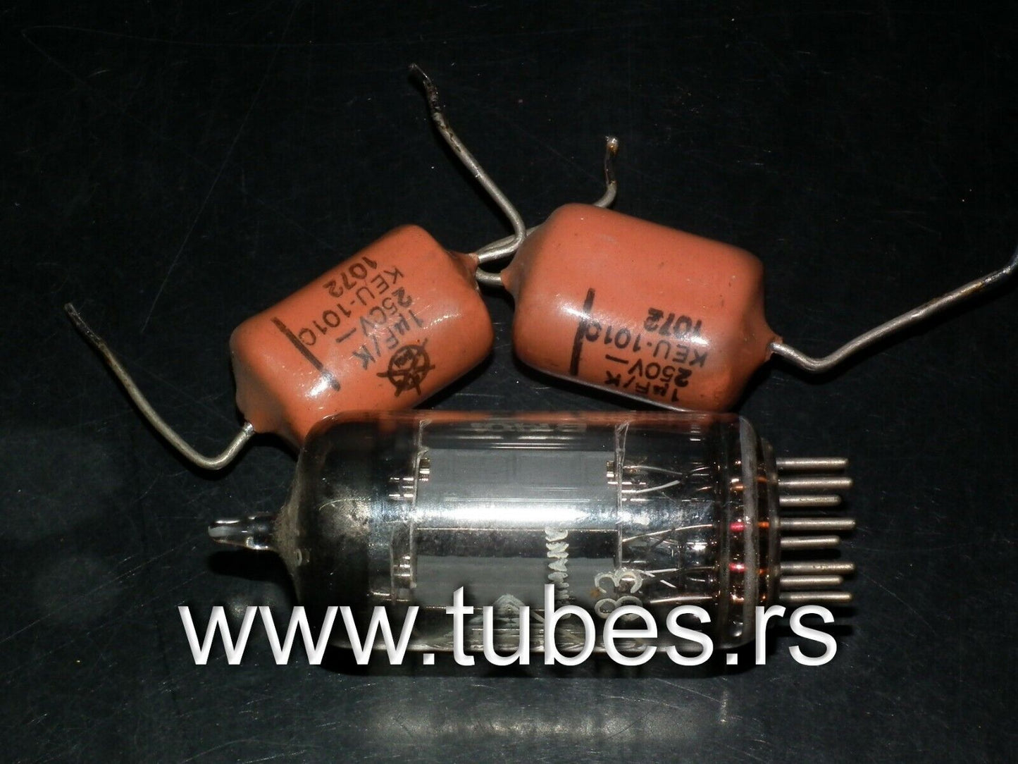 Two vintage capacitors 1mfd / 250V 1uF 250V ISKRA KEU 1972