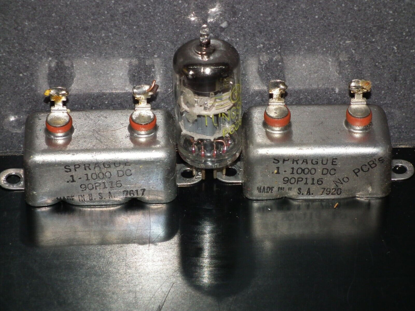 Two (2 pcs) RARE PIO Capacitors 0.1mfd 1000V 0.1u Sprague USA