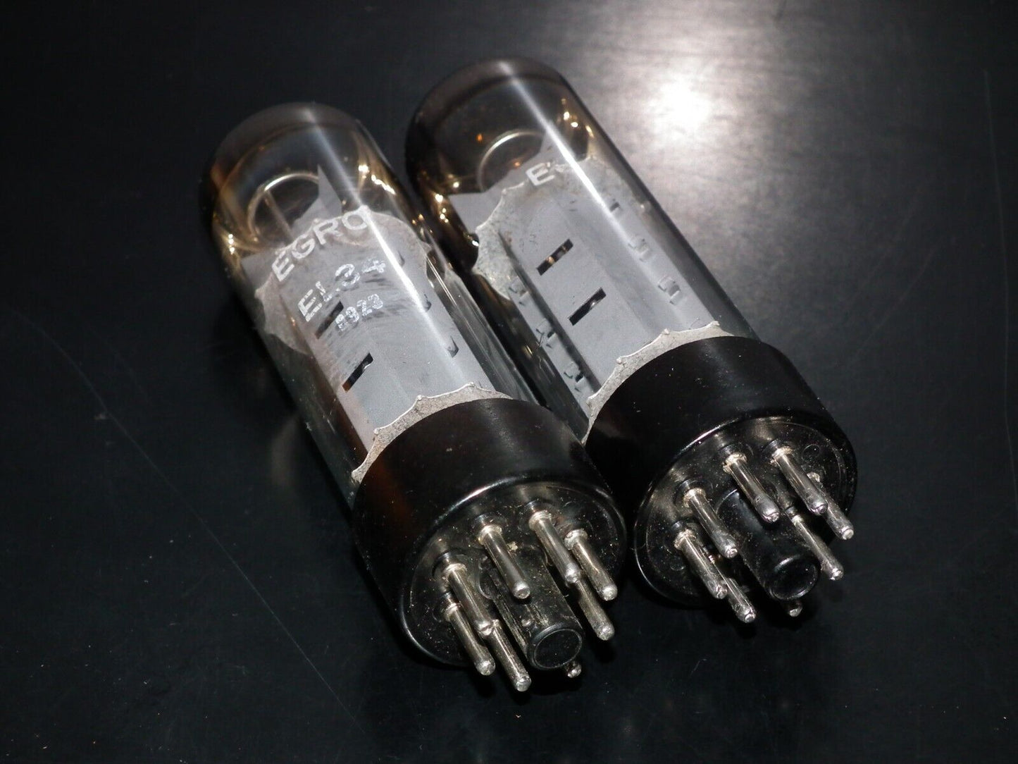 EL34 RFT Rebranded EGRO Platinum Matched Pair Germany 80s Tested NOS 95/100%
