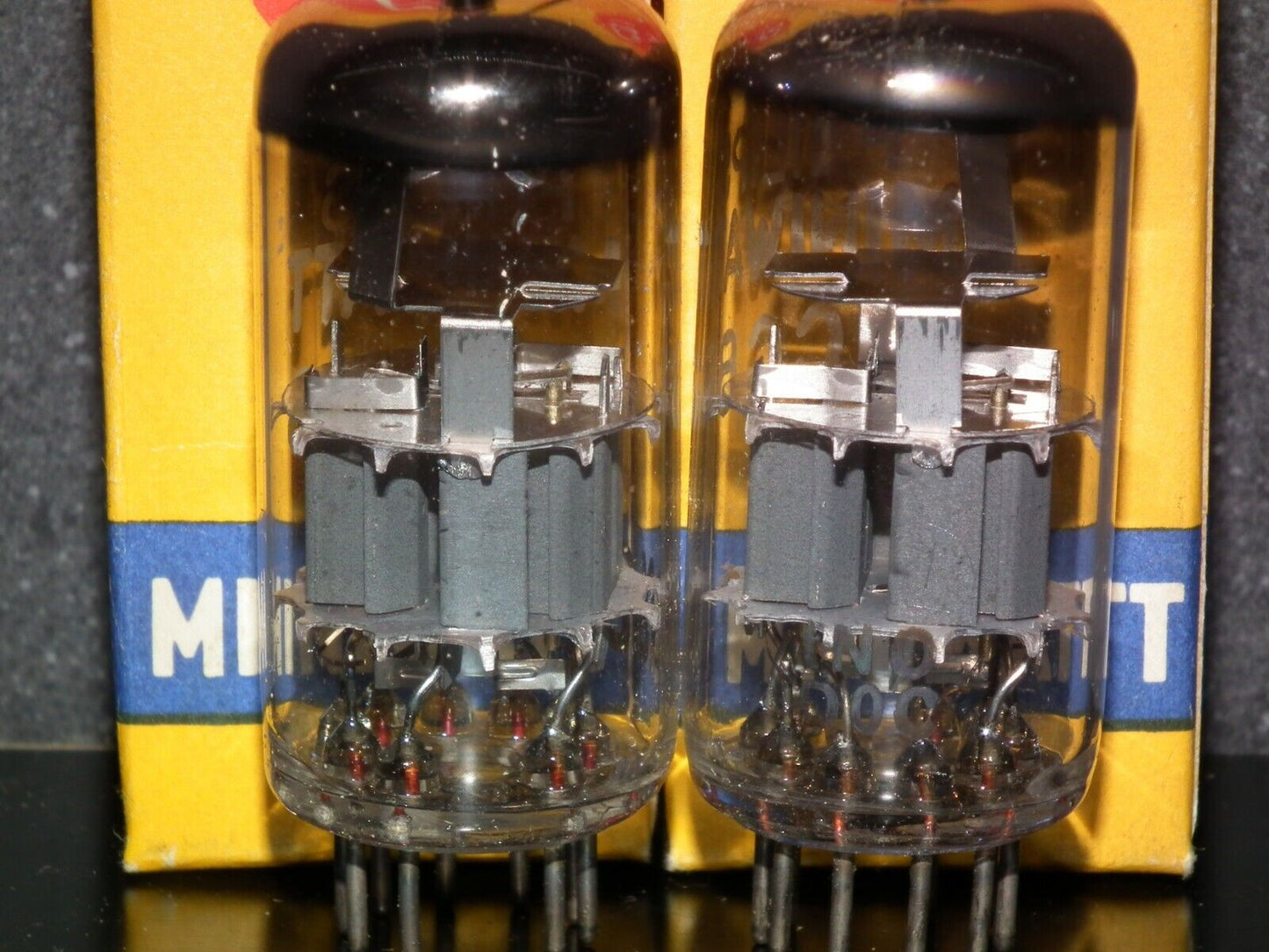 ECC86 Valvo Philips 6GM8 NOS NIB Platinum Matched Pair West Germany Gray Shield