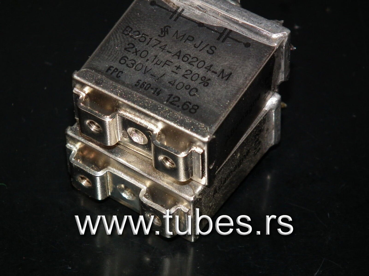 Two vintage Siemens PIO capacitors 2 x 0.1 uF / 630V Klangfilm tube audio