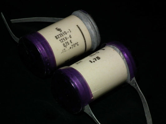 Two vintage Sikatrop Capacitors 0.25mfd 125V Siemens Klangfilm Hi End 250nF 125V