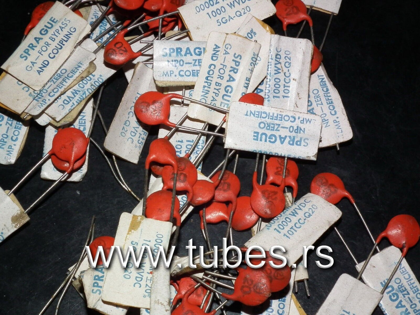 Five (5 pcs) NOS Sprague Disc Ceramic Capacitors 20pF 1000V - 0.00002uF 1000WVDC