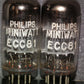 ECC81 12AT7 Philips Holland Flat Foil Crossbar D Getter (Used, matched pair)