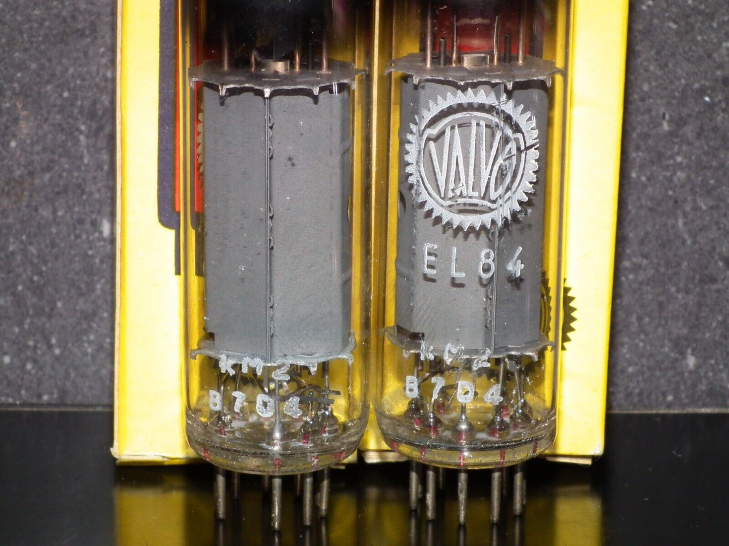 EL84 6BQ5 Mullard - NOS NIB platinum matched pair Blackburn 1967 branded Valvo