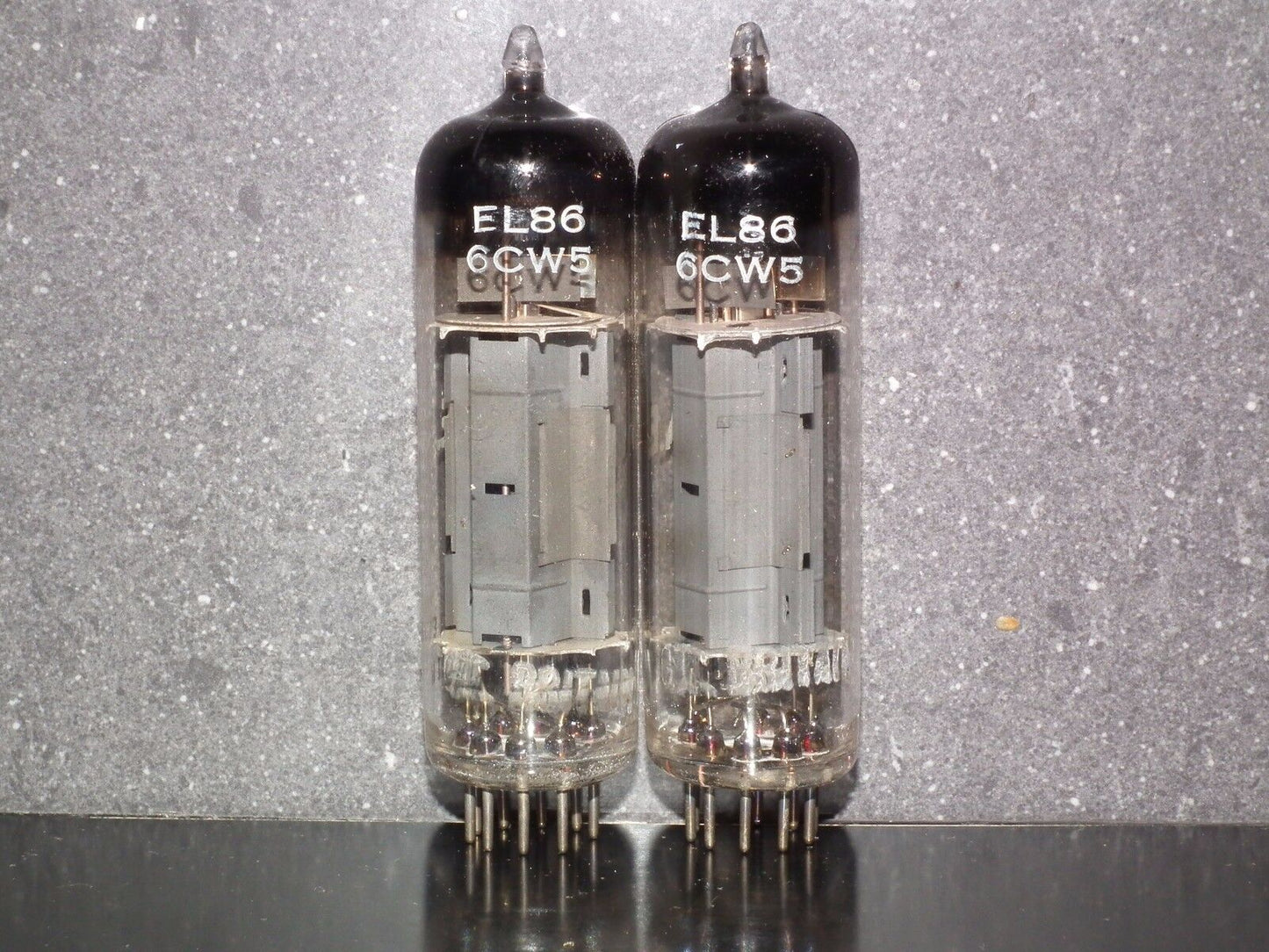 Platinum matched pair EL86 6CW5 Mullard Blackburn NOS OLD TYPE D GETTER, 1962