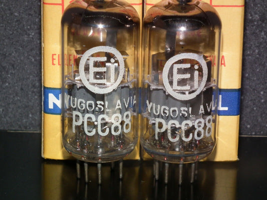PCC88 EI Philips 7DJ8 Platinum Matched Pair NOS NIB RARE Made in 60s ECC88 Sub