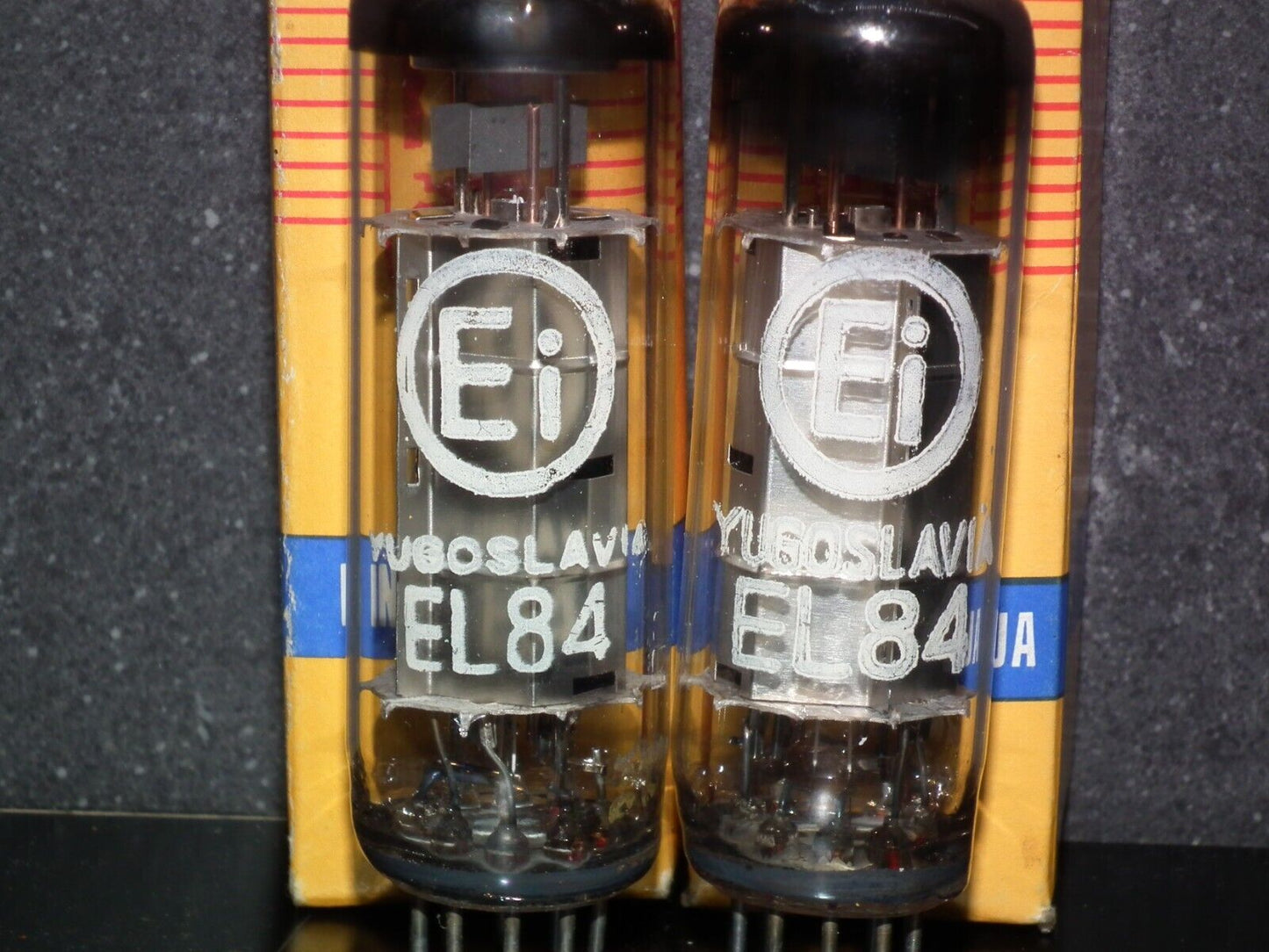 EL84 6BQ5 EI Yugoslavia - NOS platinum matched pair Silver anodes Mullard tools