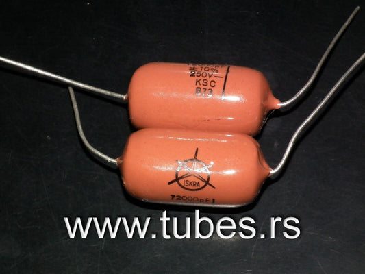 Two vintage capacitors 72000pF / 72nF / 0.072uF 250V ISKRA 1974 HI End Tube Amp