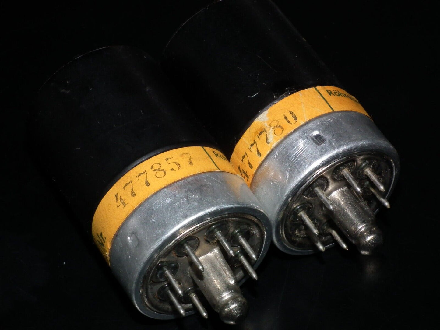 Matched pair C3m Siemens, used, tested NOS. Rare Engraved Tops! Close numbers.