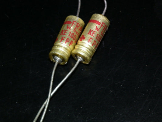 Two vintage electrolytic capacitors FRAKO 100uF 6V NOS Made in West Germany 70s