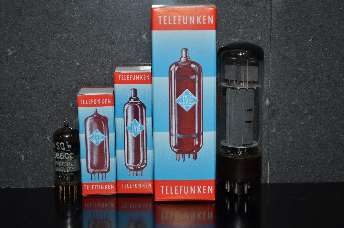 16 pcs TELEFUNKEN Tube Boxes THREE SIZES (Noval / Octal ) ECC83 EL84 EL34 GZ34