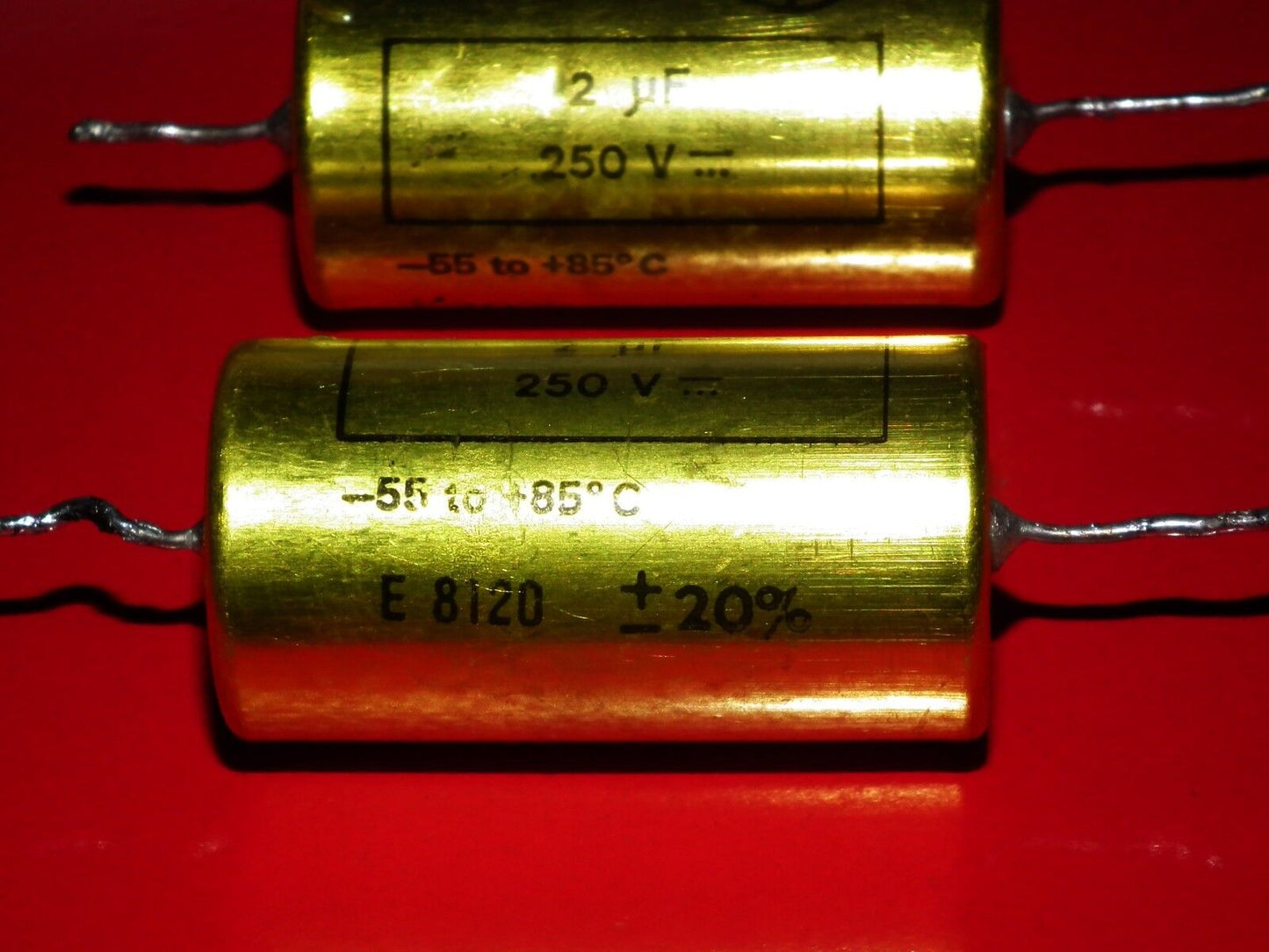 Two vintage MP capacitors 2 uF / 250V Rifa Sweden (PIO - Paper in oil capacitor)