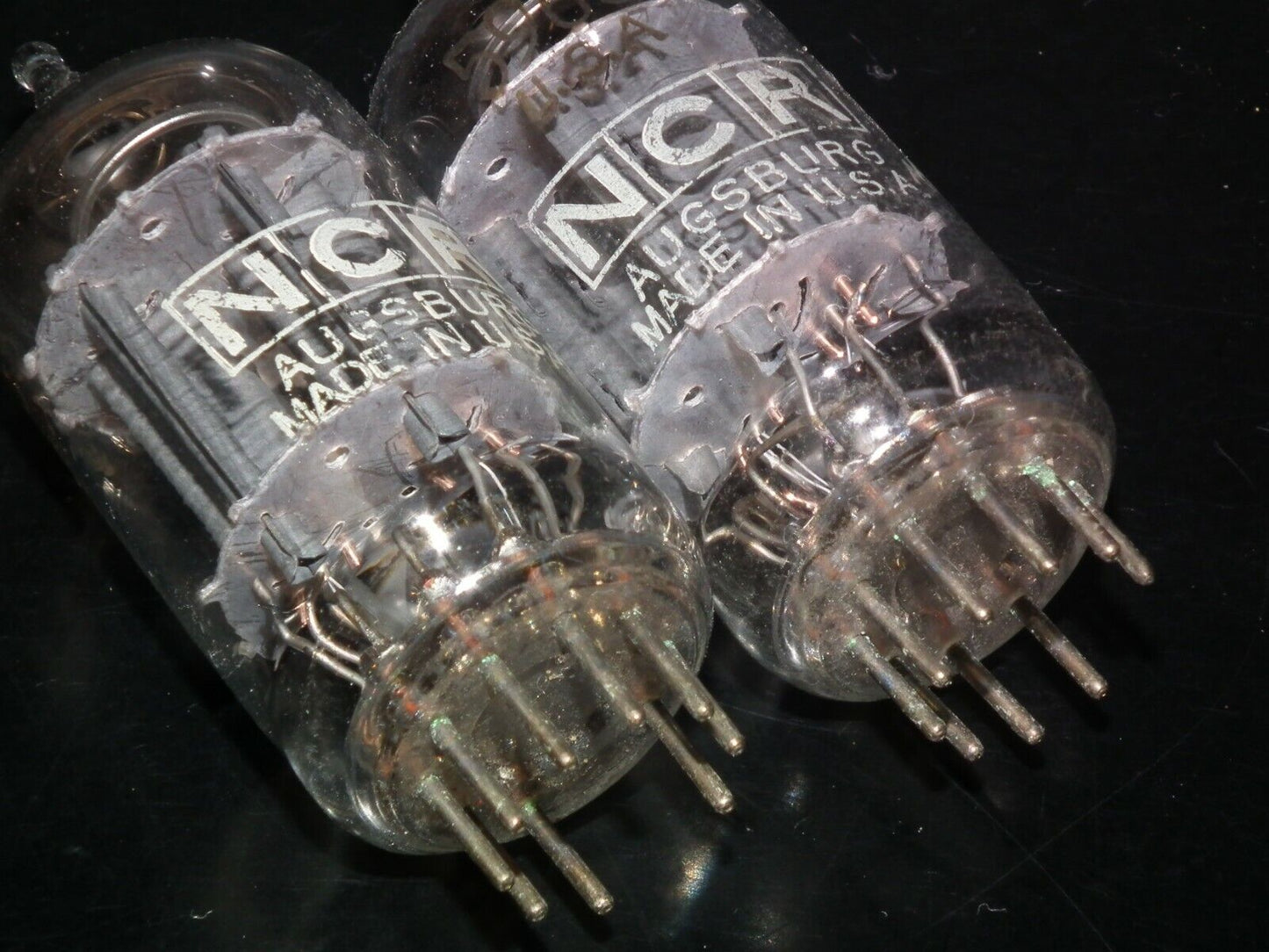 Matched Pair Sylvania 5963 NCR USA Augsburg 12AU7 ECC82  Used Tested 90%