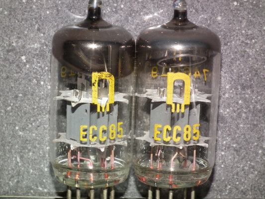 ECC85 6AQ8 RFT NOS Platinum matched pair, old type early 70s East Germany