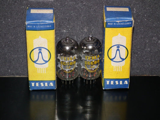 ECC88 Tesla 6DJ8 Czechoslovakia NOS NIB Platinum matched pair Rozhnov plant