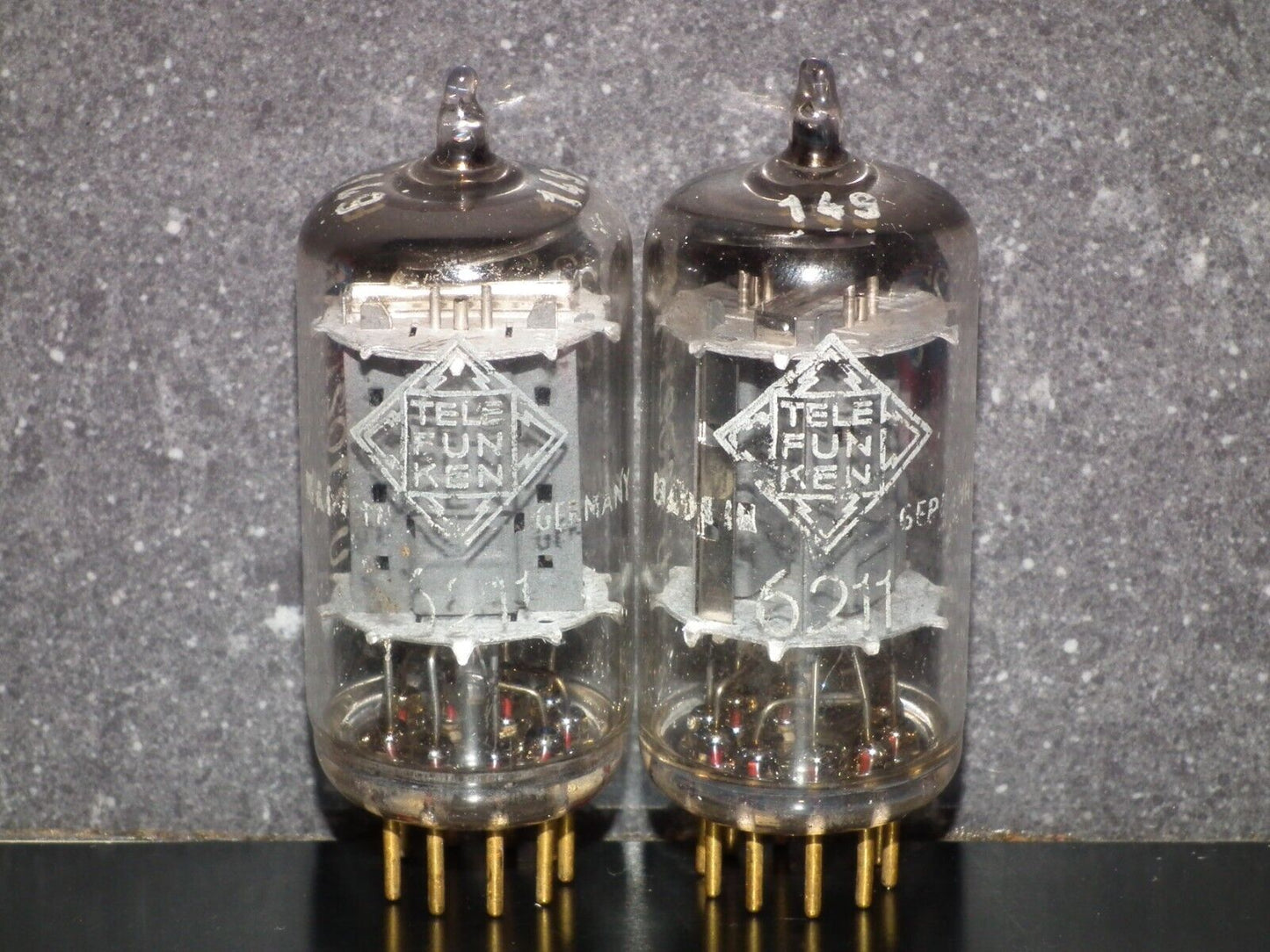 Platinum Matched Pair 6211 Telefunken ~ECC82 Tested 80% DB Gold Pins ULM codes