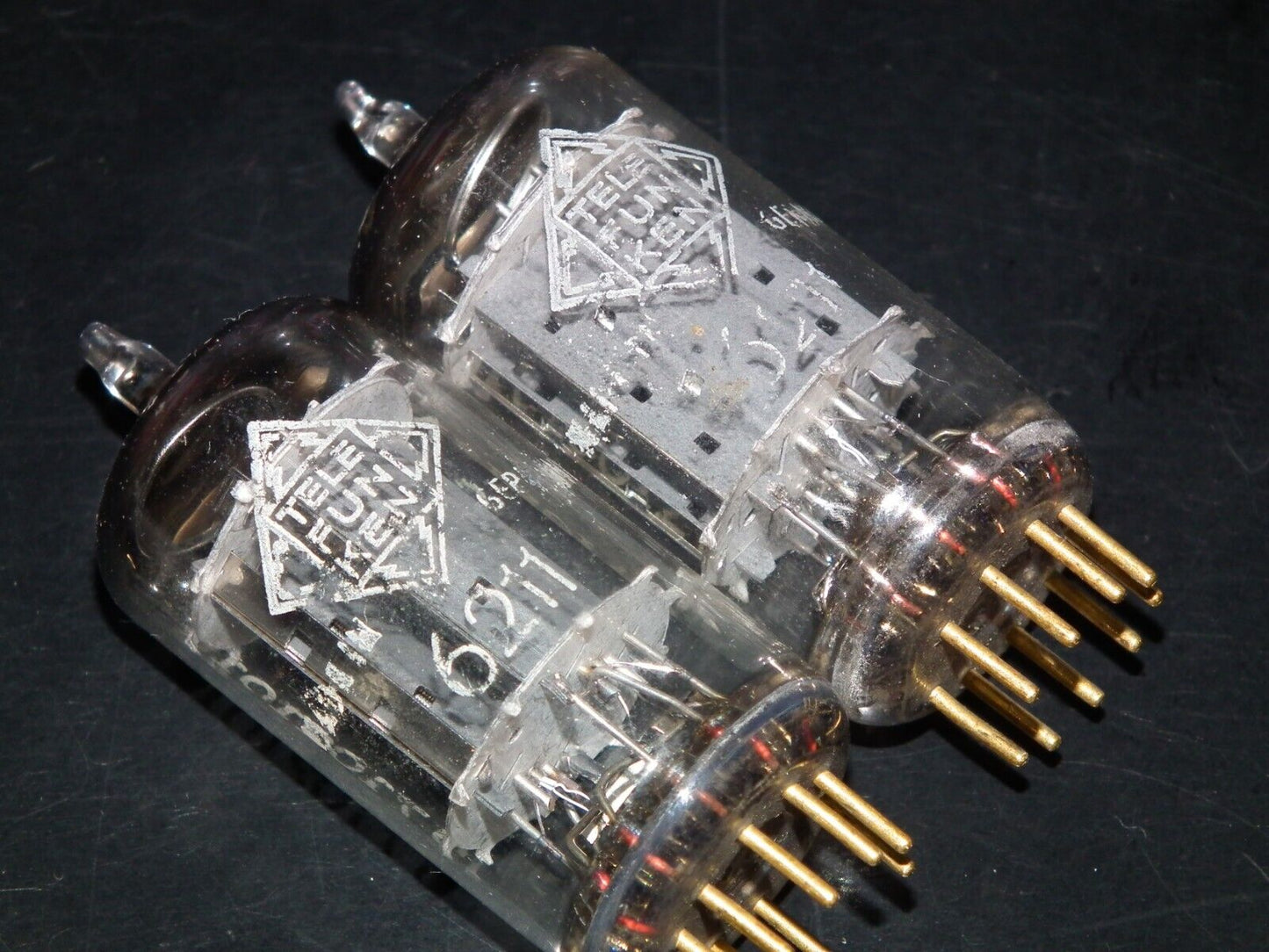 Platinum Matched Pair 6211 Telefunken ~ECC82 Tested 80% DB Gold Pins ULM codes