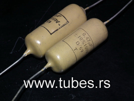 Two vintage Mullard Mustard Capacitors 0.47mfd / 160V (470nF) Marshall,Fender ..