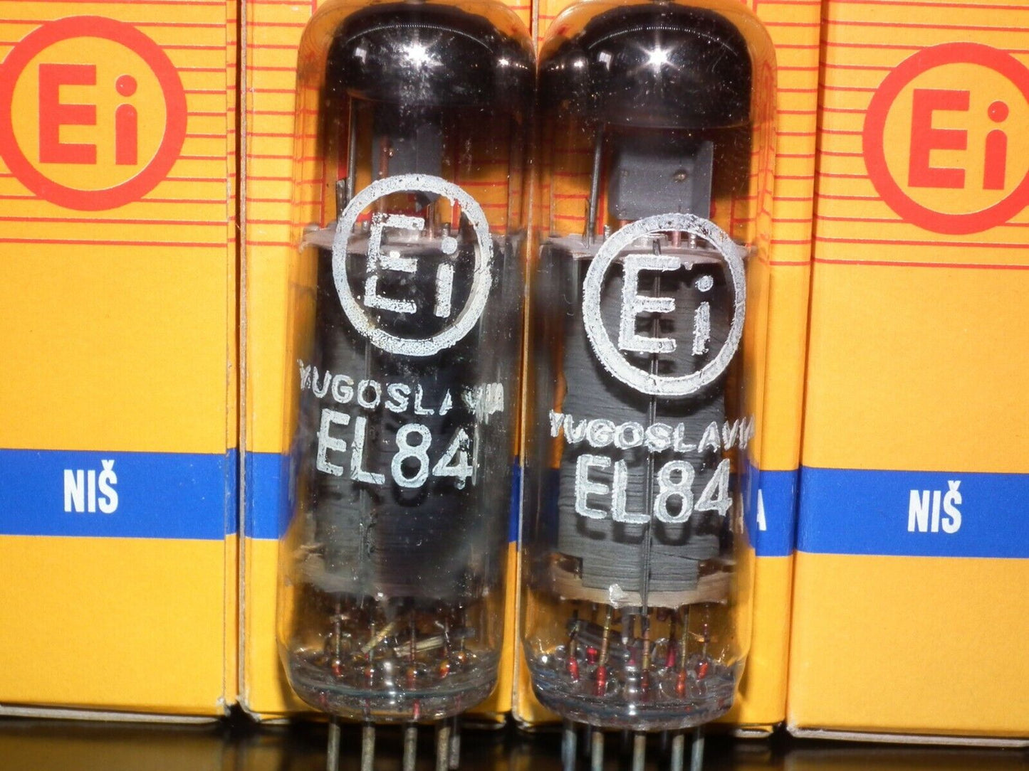 EL84 6BQ5 Tungsram Hungary - NOS platinum matched pair from 70s NOS NIB EI Boxes